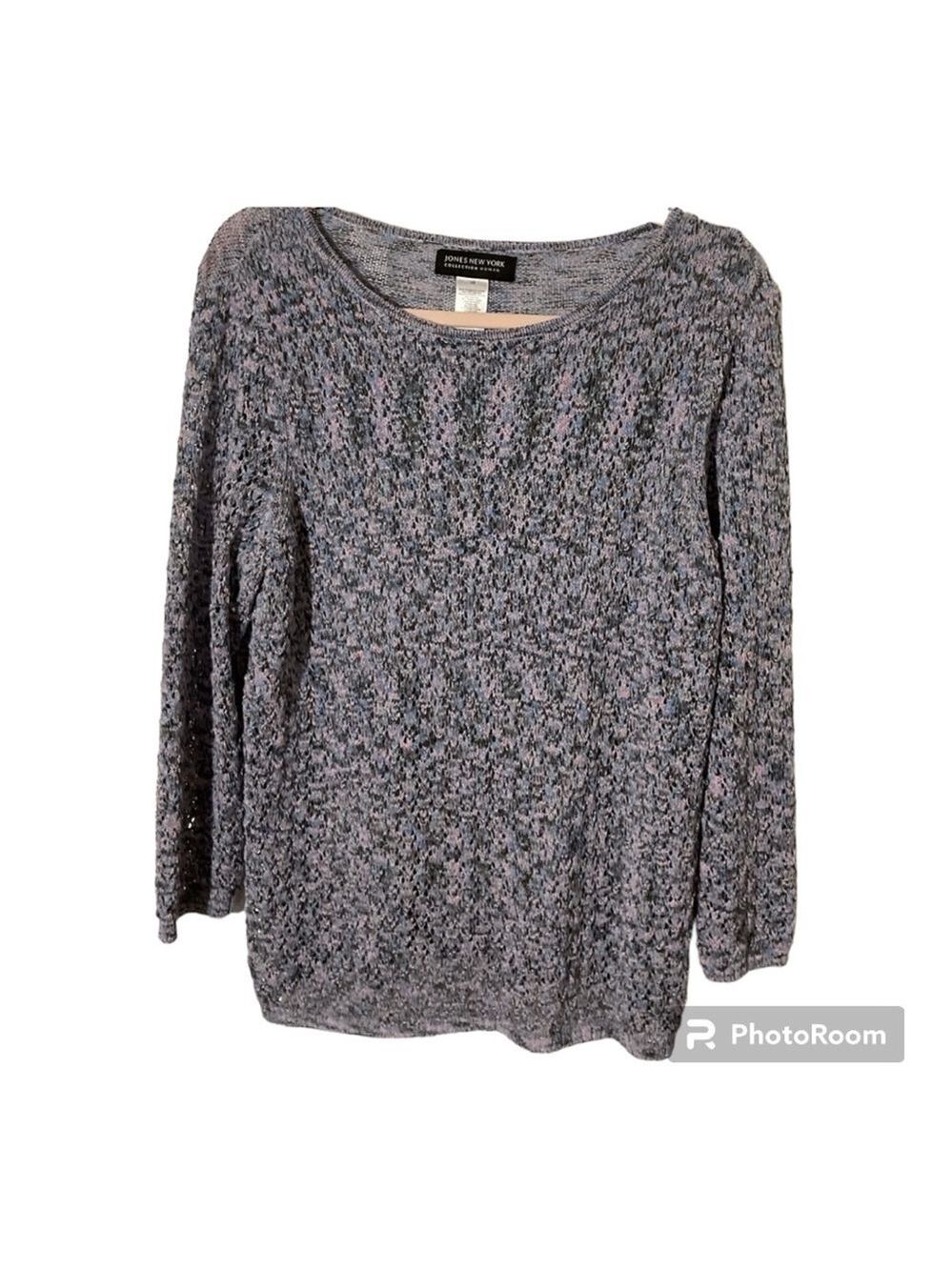 Jones New York Multicolor Knit Sweater Soft Scoop Neck 0X